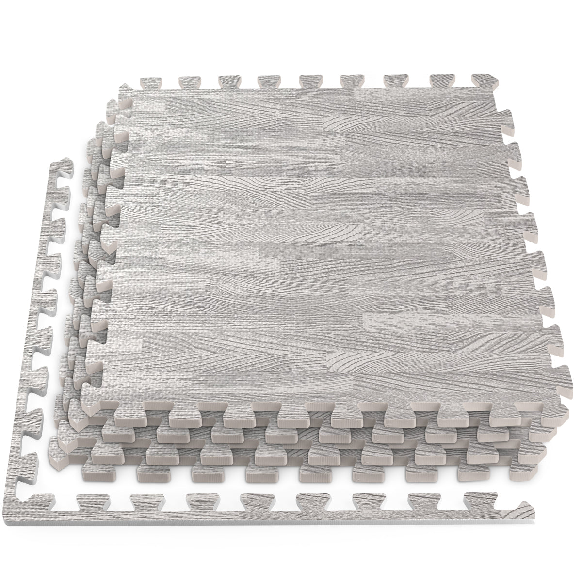 Grey Wood Grain Foam Floor Tiles - Unboxed