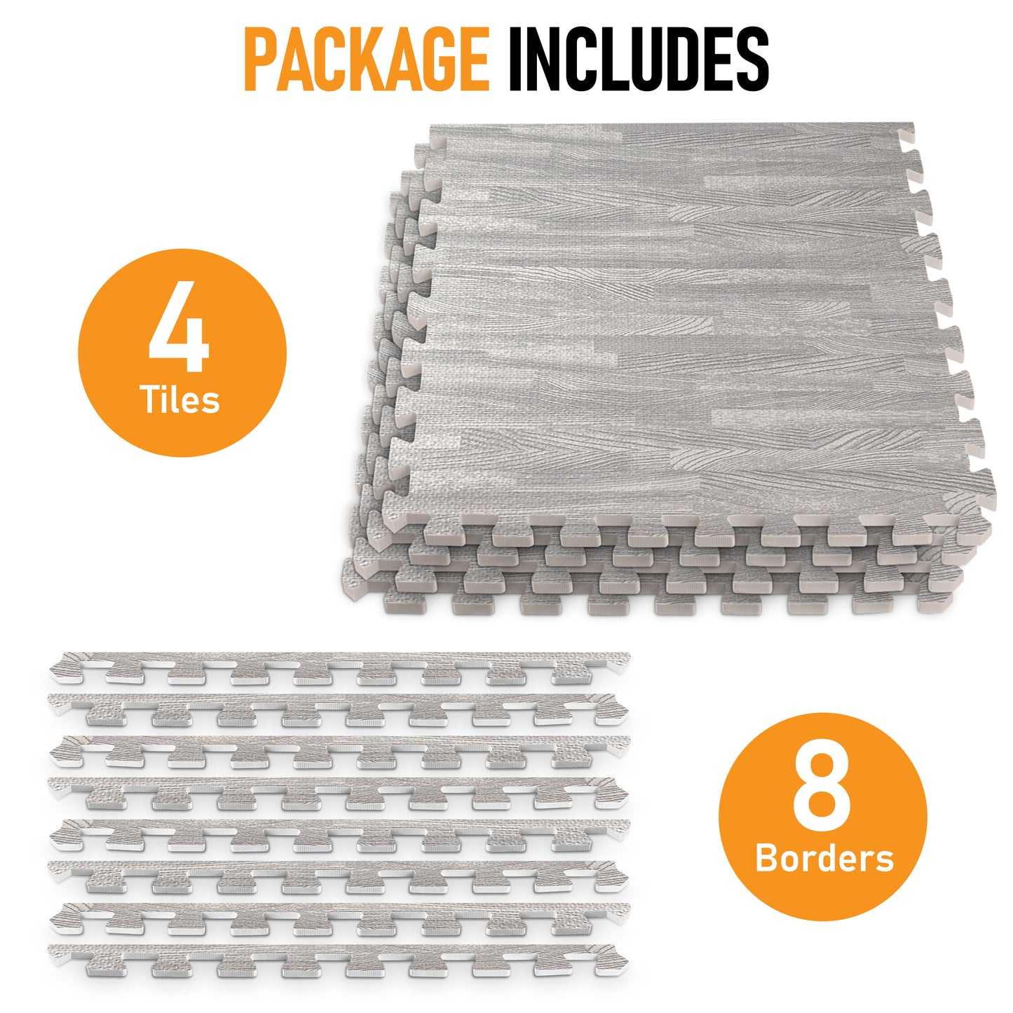 Grey Wood Grain Foam Floor Tiles - Unboxed